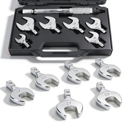 Nimomo Clé Dynamométrique à Fourche, Clé à Fourche Interchangeable Clé à Fourche Métrique 17/22/24/26/27/29mm,18-65nm Clé Dynamométrique Ouverte...