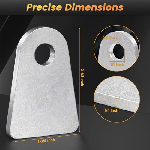 WELDONTAB A572 Gr50 Weld Tabs (4 Pack) for Dual-Axle Trailers & 4-Point Jeep Suspensions – Vibratory Polished to Minimize Grinding, 1/2" Hole Heavy-Duty Steel for Custom Racks & Farm Equipment Repair by WELDONTAB - Image 2