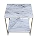 roomfitters Faux Marble Side Table, White Marble Small Coffee Table with Storage, 2-Tier End Table for Living Room, Nightstand for Bedroom (White, Gold)
