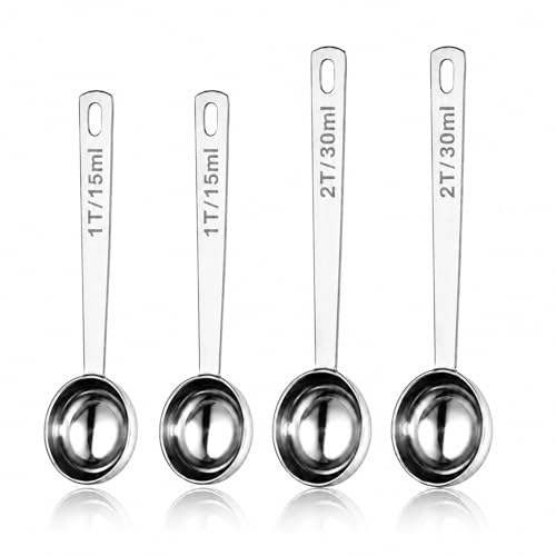 Coffee Scoop Set for Ground Coffee, 15ml & 30ml, 1 & 2 Tbsp, 4 Pack
