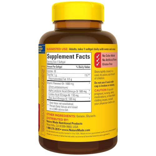 Nature Made Flaxseed Oil 1000 mg Softgels, 100 Softgels | Fish Free Omega 3 Supplement, Dietary Supplement for Heart Health Support, 100 Day Supply - image 7