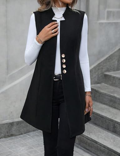 IDEALSANXUN Womens Long Wool Vest Fall Winter Sleeveless Trench Coat Jackets3