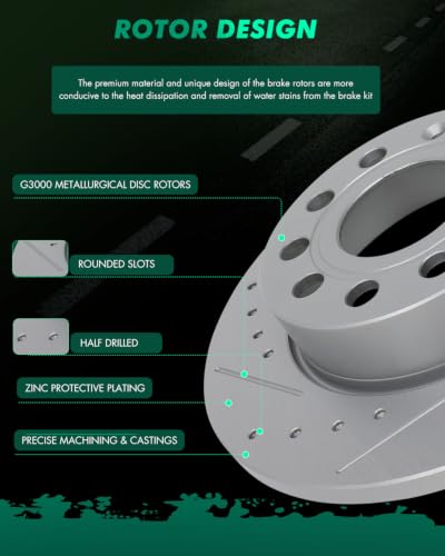 Image of SCITOO Rear Brake Kits Drill & Slotted Brakes Rotor Brakes Pads:D1108;34294