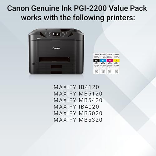 Canon PGI-2200 XL Genuine Four Color Value Pack, Compatible with MAXIFY: IB4120, MB5120, MB5420, IB4020, MB5020, and MB5320 (Optional) Printers - image 6