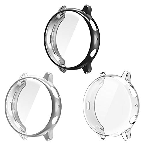 Compatible with Galaxy Watch Active 2 Case 44mm, 3 Pack Full Coverage Soft TPU Screen Protector Case Anti-Scratch Protective Cover for Samsung Galaxy Active 2 44mm Smartwatch