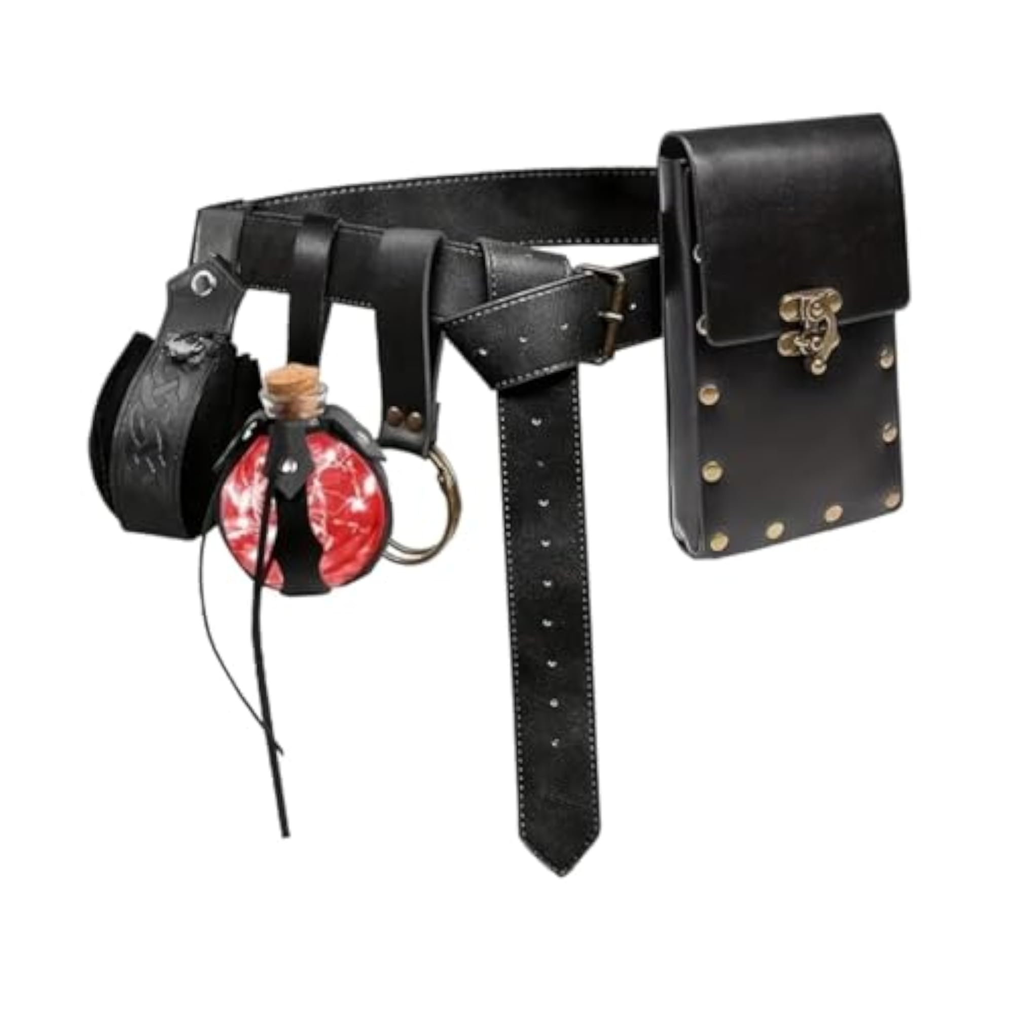 Medieval Style Black Belt Pouch for Festivals