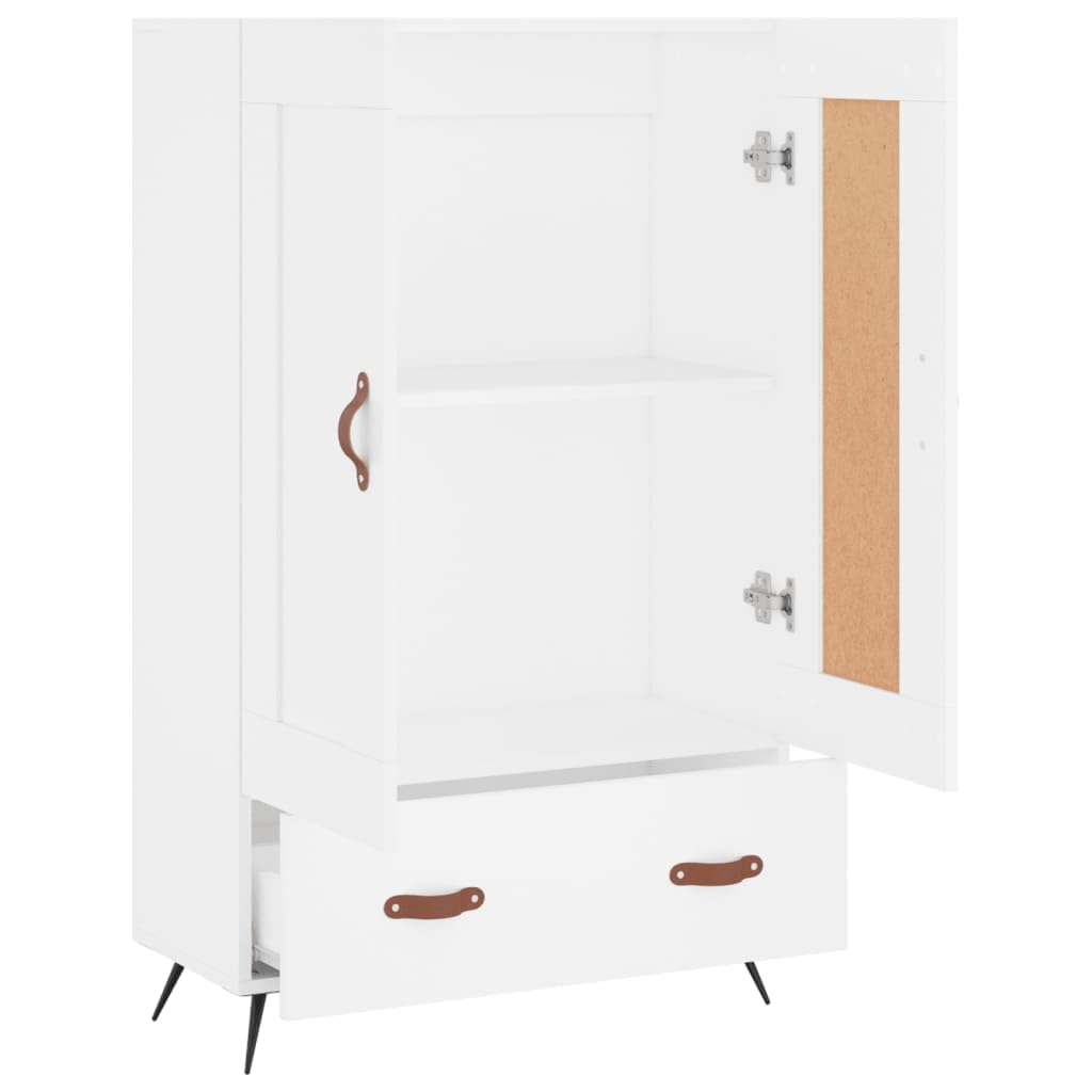 Weißes Highboard 69,5x31x115 cm Holzwerkstoff mit Stauraum, Schubladen und Türen für Wohnzimmer, Esszimmer, Flur, Schlafzimmer, Küche, Büro, platzsparend, vielseitige Aufbewahrung