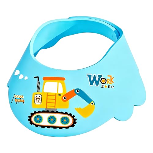 Image of Baby Shower Cap Shield - Adjustable Waterproof Shower Visor for Kids, Soft Baby Hair Washing Shield with Ear Protection, Perfect for Toddlers & Children (Blue)