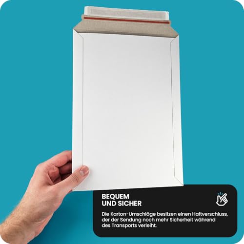 Netuno 25 białych kopert wysyłkowych A4 z kompaktowego kartonu 229 x 324 mm 450 g prosta klapka kompaktowe kieszenie kartonowe do dokumentów, broszur, zdjęć, kalendarzy ściennych