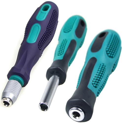 DOFEDOFO 3-Piece 1/4 Hex Screwdriver Bit Holder Handle Set with Quick Change, Magnetic, and Direct Insertion Handles
