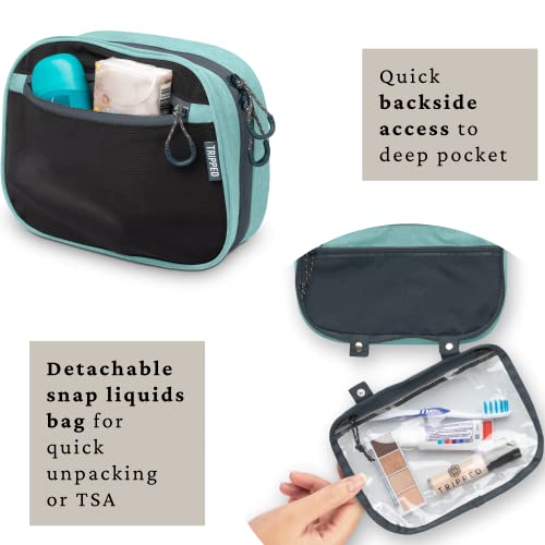 Toiletry Bag Kit Set: Hanging Travel Toiletry Bag + 311 Tsa Cosmetic Liquid Bag + Ultralight Accessory Organizer Pouch (Dusty Teal) #TOP6