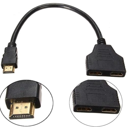 Image of HDMI Splitter 1 in 2 Out Adapter Cable-HDMI Male 1080P to Dual HDMI Female 1 to 2 Way, for HD, LCD, TV，Support Two TVs at The Same Time Transmit Video and Audio Simultaneously