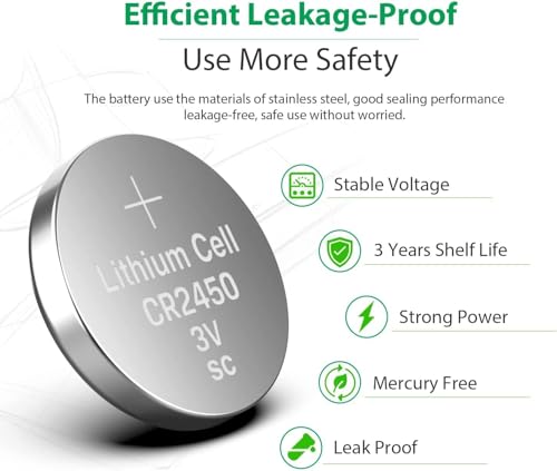 Image of Imaginea CR2450 Coin Battery 3V Lithium Button Cell Compatible with Renata 2450N for Watches, Small Electronic Gadgets, Calculators, Remote Controls, and More (Silver, Pack of 2)