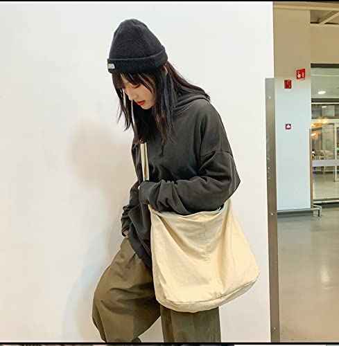 Bolso Hobo de Lona para Niñas Casual con Correa Ajustable Beige miniatura 5
