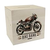 Perfekt für alle Motorradfans und Kaffeeracer! Die „Bike Bank“ Spardose kombiniert Stil, Spaß und Funktionalität. Füllen, sparen, und vielleicht eines Tages deinen eigenen Cafe Racer kaufen!