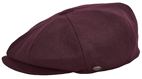 Men's Wool Newsboy Cap, Herringbone Driving Cabbie Tweed Applejack Golf Hat (Burgundy, Medium) - Thumbnail 3