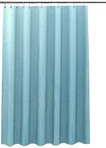 CASA-NEST Polyvinyl Chloride Self Lining Design Shower Curtain with 8 Hooks (4.5feet x 8feet), (54x96 Inches), Sky Blue. Waterproof CS Lining008