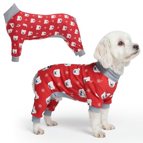 Image of Spark Paws Dog Christmas Pajama, Dog Recovery Suit Male, Onesie, Ultra-Soft and 4-Way Stretch, for Small Medium and Large Breeds - Polar Bear - M