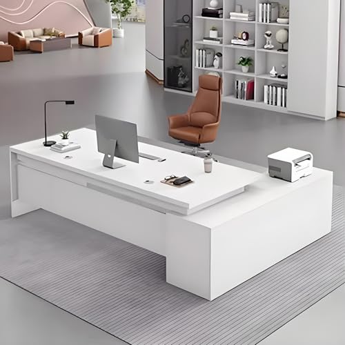 社長デスク 社長机 L型 エグゼクティブデスク 社長テーブル 役員用デスク 保護板があり 配線孔 オープン収納 サイドキャビネット 法人様向け