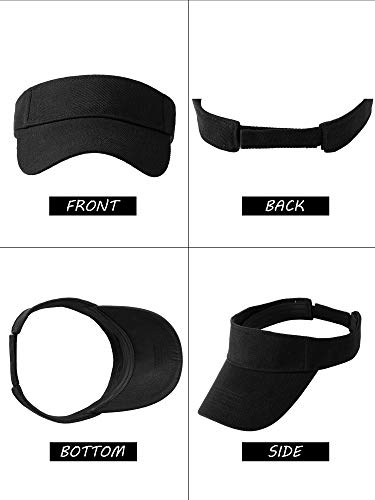 5 Pieces Sport Wear Athletic Visor Sun Visor Adjustable Cap Men Women Sun Sports Visor Hat (Black) #TOP2