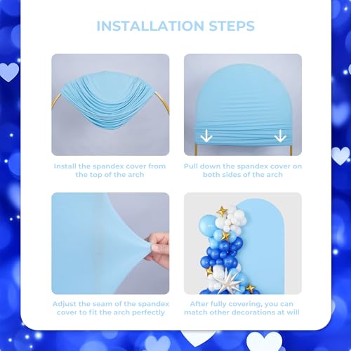 Babenest 6.6FT Arch Backdrop Cover (One Piece Double Color), Royal Blue and Baby Blue Spandex Fitted Backdrop for Photography, Round Top Chiara for Party Ceremony Birthday Baby Shower Decoration by Babenest - Image 8