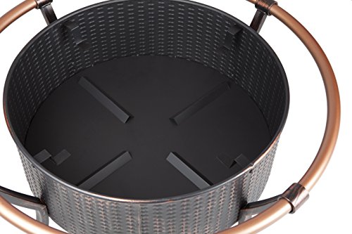 Fire Sense 60859 Fire Pit Copper Rail Steel Fire Bowl With Weave Pattern Wood Burning Lightweight Portable Outdoor Firepit Backyard Fireplace Included Screen Lift Tool - Antique Bronze - 27.5" #TOP2
