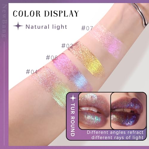 NewBang Glitter Chameleon Liquid Lipsticks, Diamond Shimmer Glow Metallic Lip Gloss, Long Lasting Waterproof Shiny Glimmer Sparkly Lipstick for Women Girls Face Eye Glow Christmas Party Makeup Gift 6# - Image 4