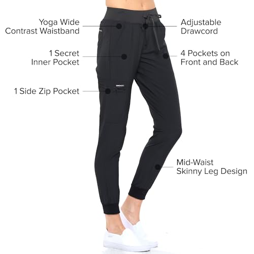 Dagacci Medical Uniform® Jogger Scrubs for Women Set – V-Neck Scrub Top & Elastic Jogger Scrub Pants for Women 8 Pockets Black XL by Dagacci Medical Uniform - Image 2