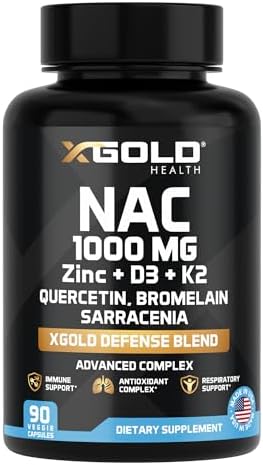 XGold Health Nac 1000 mg Quercetin 95% with Bromelain, Zinc,Vitam...