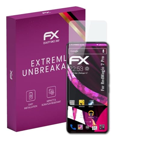 atFoliX Lámina Protectora de plástico Cristal compatible con RedMagic 7 Pro Película Vidrio, 9H Hybrid-Glass FX Protector Pantalla Vidrio templado de plástico