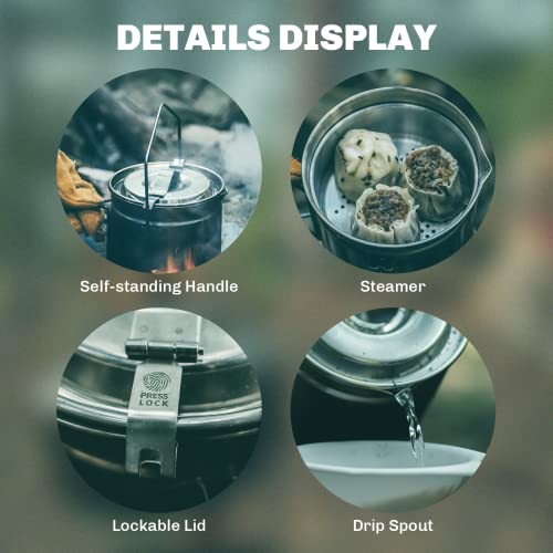 Fire-Maple Antarcti 1.2L Camping Pot with Lid | SUS304 Stainless Steel Bushcraft Gear | Hangable Campfire Cooking Equipment by Fire-Maple - Image 4