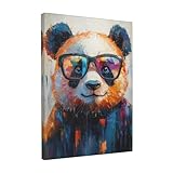 Graffiti Panda Canvas Wall Art Colorful Banksy Panda Pictures Pop Art Painting Funny Pandas Prints Modern Animal Artwork for Bathroom Living Room Bedroom Office Framed Wall Decor 12'x16'