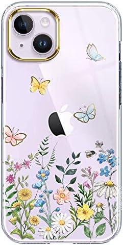 luolnh Compatible with iPhone 13 Case with Flower,for Girly Women,Shockproof Clear Floral Pattern Hard Back Cover for iPhone 13 6.1 inch 2021-Wildflowers