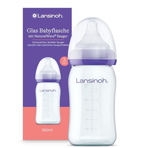 Lansinoh Glas Babyflasche mit NaturalWave Sauger Gr. S 160 ml