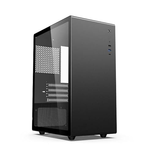 iONZ KZ-35V Zenith - PC Gaming/Office Case, Tempered Glass - Mini Tower, Micro ATX, ITX | Front I/O USB 3.0 Type-C, Black