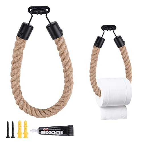 Portarrollos Papel higiénico Vintage Portarrollos Cuerda Cáñamo Sujetador de Papel Montura de Pared para Baño Inodoro Hoteles Restaurante Temático