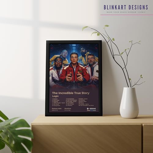 Image of BLINKART logic - The Incredible True Story Wall Photo Frames | Wall Art for Bedroom, Living Room, Studio or Office | Album Cover Print with Spotify Song Link QR Code | Gift for Fans - 8x12 In