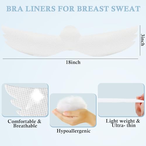 Cuffbow 100 Pcs Disposable bra liners to absorb sweat under breasts Soft and Comfort under breast sweat absorber pads for Women Perspiration Rash2