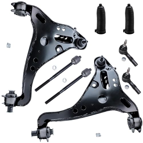 Image of Detroit Axle - 8pc Front End Suspension Kit for Ford 2006-2010 Explorer Mercury Mountaineer 2007 2008 2009 2 Lower Control Arms w /Ball Joints 4 Inner Outer Tie Rods 2 Boots Replacement