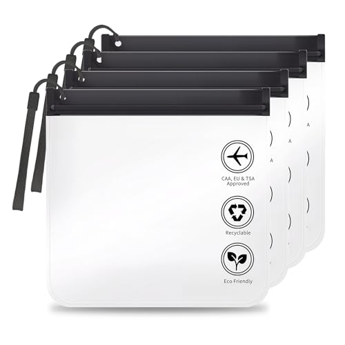 Lammcou 1 Liter Beutel Flugzeug Handgepäck, Transparent Flüssigkeiten Beutel Kosmetiktaschen, TSA-zugelassene Kulturbeutel Reisebeutel mit Lanyard, Clear Toiletry Bag