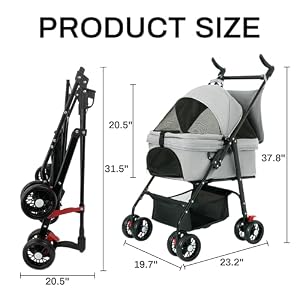 Pet Stroller,3-in-1 Folding Dog Stroller,Multifunction Dog Cat Jogger Stroller,4 Wheel Foldable Pet Stroller with Detachable Carrier Storage Basket&Storage Bag for Medium Small Dogs Cats Pet Stroller,3-in-1 Folding Dog Stroller,Multifunction Dog Cat Jogger Stroller,4 Wheel Foldable Pet Stroller with Detachable Carrier Storage Basket&Storage Bag for Medium Small Dogs Cats