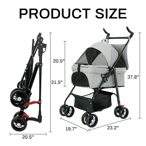 Pet Stroller,3-in-1 Folding Dog Stroller,Multifunction Dog Cat Jogger Stroller,4 Wheel Foldable Pet Stroller with Detachable Carrier Storage Basket&Storage Bag for Medium Small Dogs Cats Pet Stroller,3-in-1 Folding Dog Stroller,Multifunction Dog Cat Jogger Stroller,4 Wheel Foldable Pet Stroller with Detachable Carrier Storage Basket&Storage Bag for Medium Small Dogs Cats