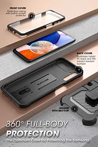 SUPCASE [Unicorn Beetle Pro Series] Case Designed For Samsung Galaxy A14 5G (2023 Release), Full-Body Rugged Holster & Kickstand Case with Built-in Screen Protector - Black