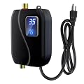 Tankless Water Heater Electric, 110V 3000W Under Sink Instant Hot Water Heater, Mini RV On Demand Water Heater for Shower, Water Heater for Kitchen Bathroom, Black