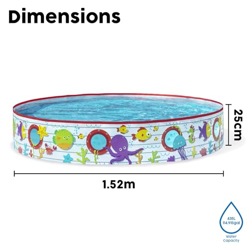 Image of Bestway 55029 Paddling Fill N Kids Garden Pool with Fun Fish Print, Multicolor, 1.52 m x 25 cm