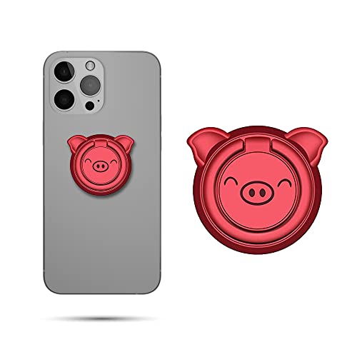 Image of Regor Finger Grip & Mobile Holder | Mobile Stand | Cell Phone Grip Holder for Hand & Mobile Back Holder Grip | Selfie Holder & Works as iPhone Stand & Android Phone Stand for Desk - Pig Red