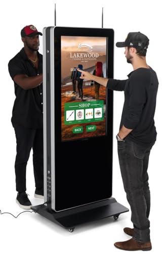 Image of Displays2go 43 inch Dual-Sided Touchscreen Kiosk - Interactive Vertical Digital Signage with Android OS & Independent Displays (DF043TDB)