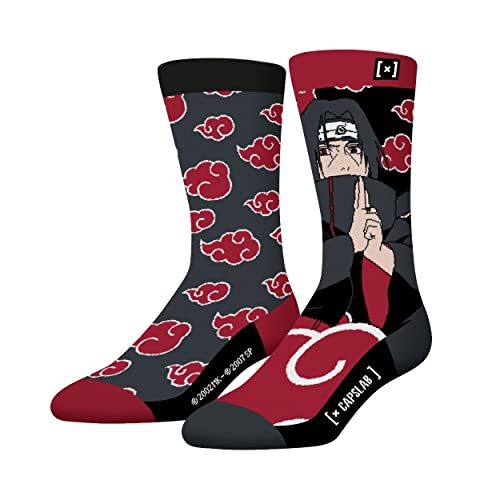Chaussette Homme Naruto Shippuden Coton, 1 Paire de Chaussettes Fantaisie Homme Itachi, Haute et Douce, Noir, Rouge, Gris, Taille 39/42 Cover