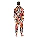 Joisal Red Grey Floral Adult Onesie Costume Women One Piece Pajamas Fashion Men's Full Body Pjs X-Large