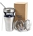 Tumbler 30 Oz - Ultra-Tough Double Wall Premium Insulated Cup Ultimate Set - 2 Lids (One Sliding & Leak-proof) + Straw & Brush + Gift Box - Compare to Yeti and Rtic - Stainless Steel